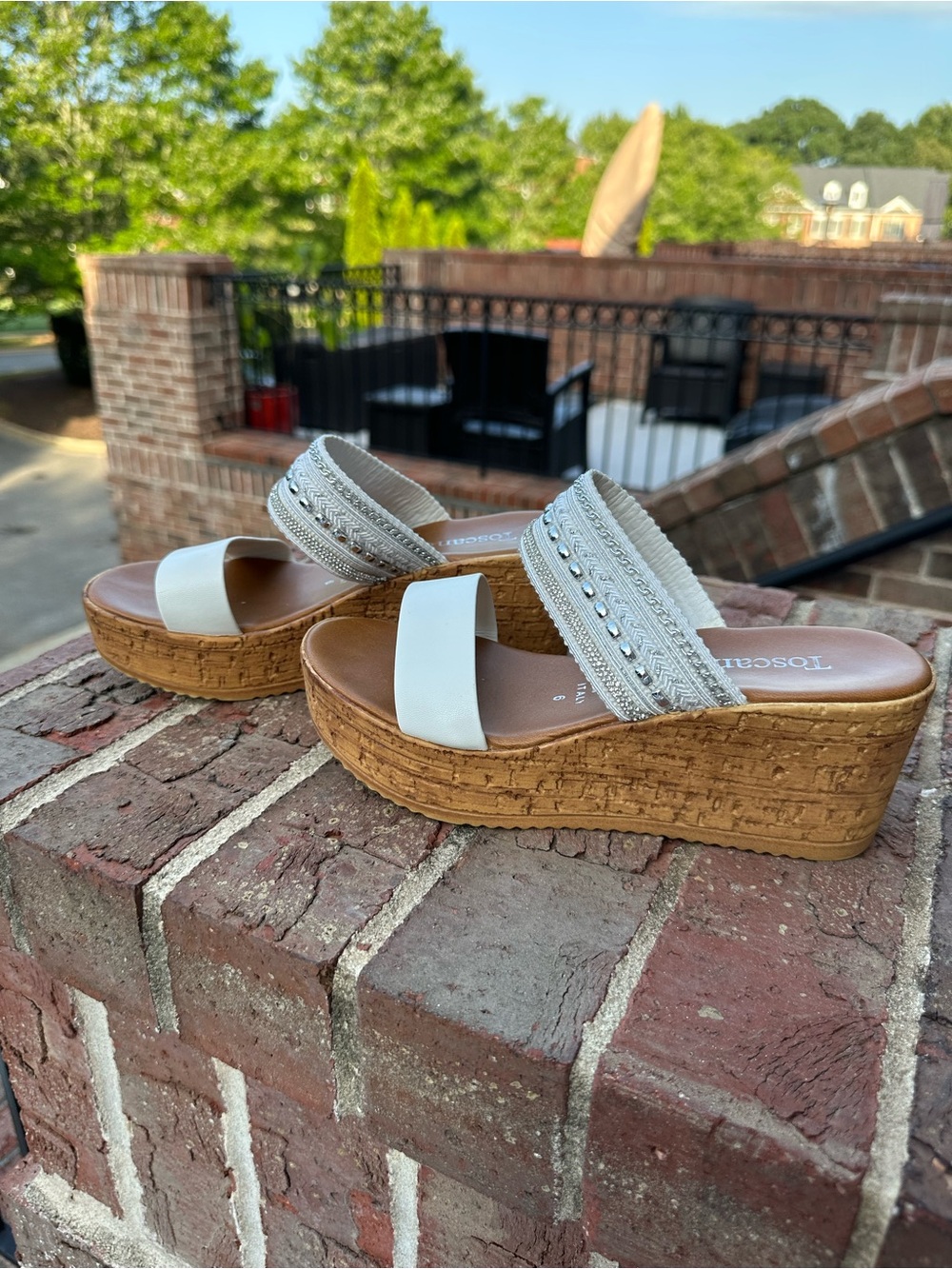 Italian Shoemakers White/silver Embellished Wedge Slides size 6 - Picture 7 of 8